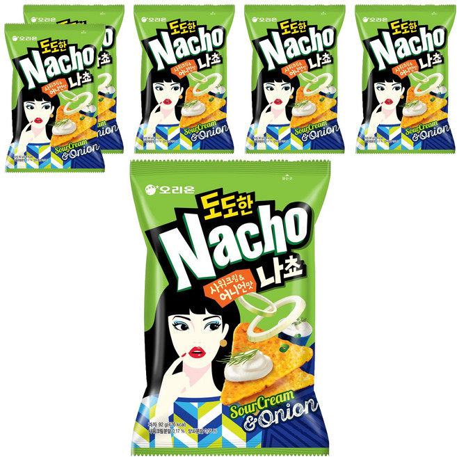 오리온 도도한 나쵸 사워크림 어니언맛, 92g, 6개