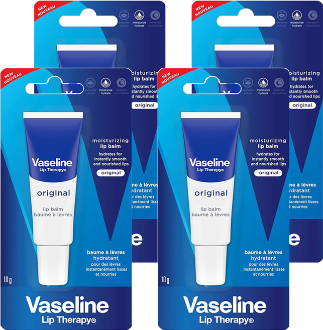 Vaseline 凡士林 護唇膏, 經典無香, 10g, 4條