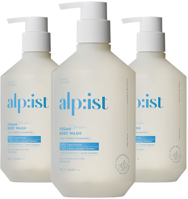 [Vegan Life] Alpist 純素保濕沐浴乳 嬰兒爽身粉香, 3個, 730ml