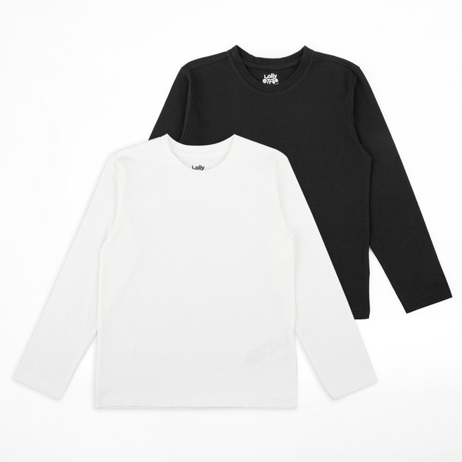 롤리트리 아동 베이직 긴팔 라운드넥 티셔츠 2매입