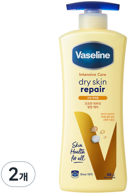 바세린 인텐시브 케어 드라이 스킨 리페어 로션, 400ml, 2개