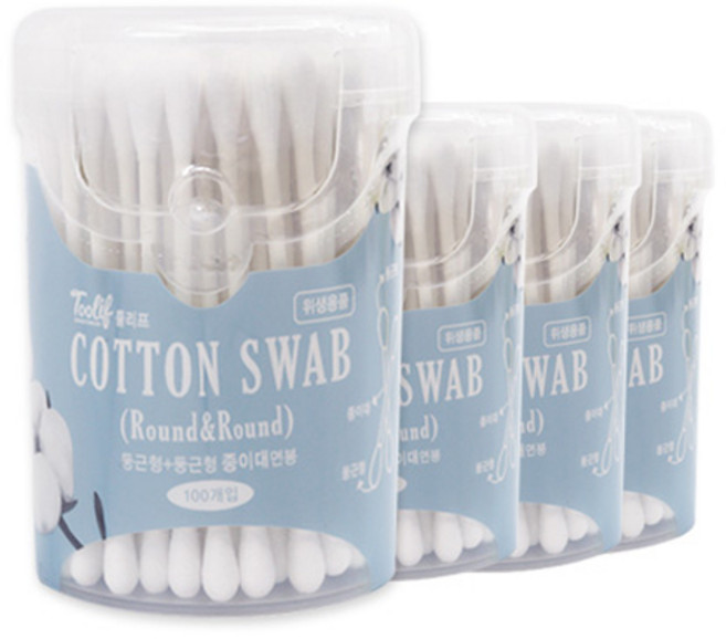 툴리프 종이면봉 Round&Round, 100개입, 4개