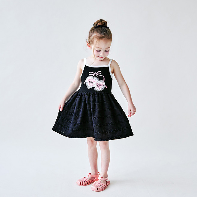 마리앤모리 아동용 프릴 체리 레이스 원피스