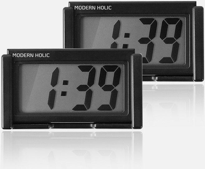 모던홀릭 미니 꼬마 탁상시계 2p, 블랙
