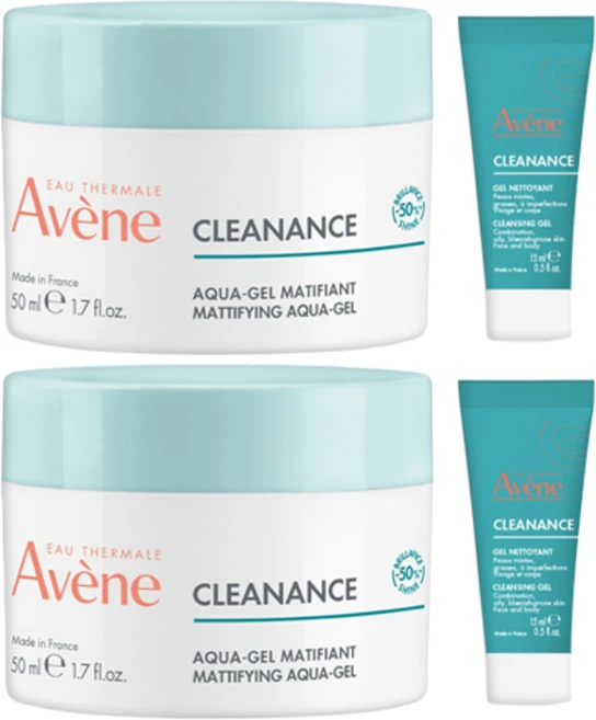 아벤느 클리낭스 아쿠아 수분크림 + 클리낭스 클렌징 젤 15ml, 50ml, 2개 - 쿠팡