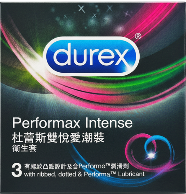 durex 杜蕾斯 雙悅愛潮裝保險套 56mm, 3個, 1盒