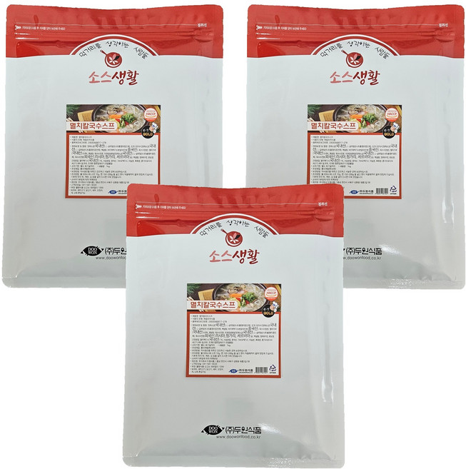 소스생활 멸치칼국수 스프, 1kg, 3개