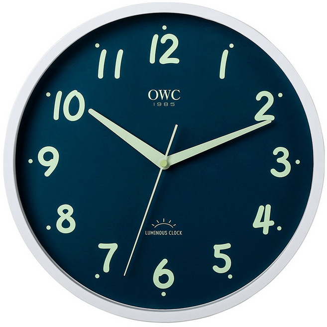 오더블유씨 루미너스 야광 벽시계 OTM915LW, 혼합색상