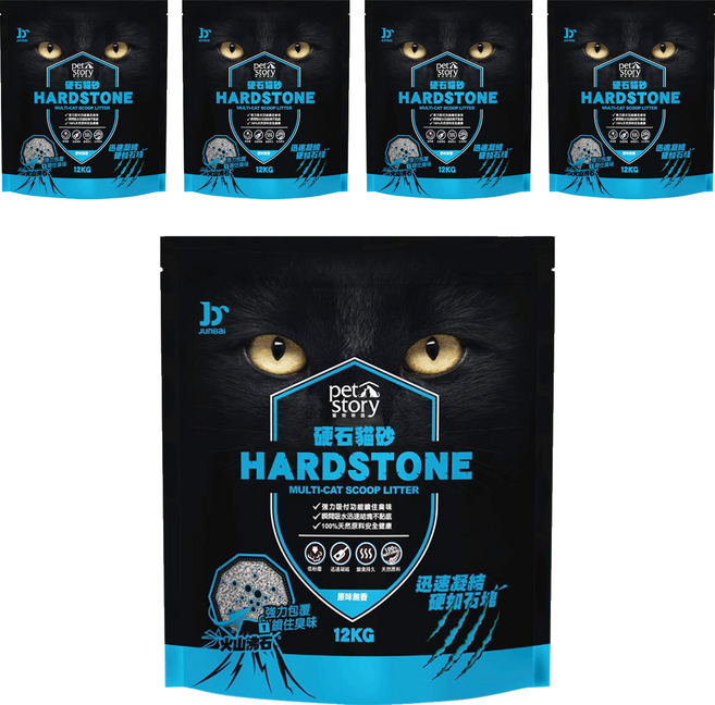 pet story 寵物物語 HARD STONE 硬石貓砂, 原味無香, 12kg, 5袋