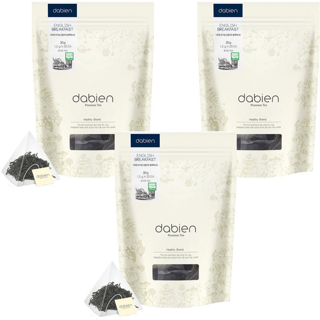 다비앙 유기농 잉글리쉬 블랙퍼스트 홍차 티백, 1.5g, 20개입, 3개