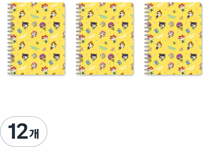 밍꼬프렌즈 PP커버노트, 옐로우, 12개