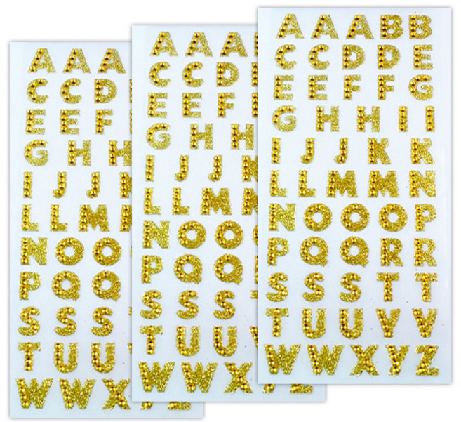 타이탄 쁘띠 팬시 스티커, 영문 골드, 3개