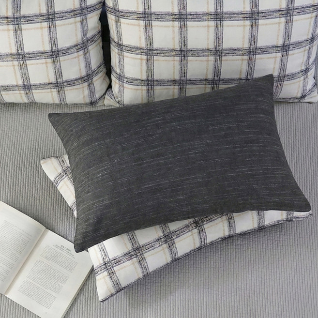 지베딩 텔라 프리미엄 나노화이바 베개커버2p + 베개솜2p, 차콜, 1개