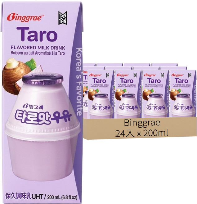 Binggrae Flavored Milk 芋頭牛奶, 200ml, 24入