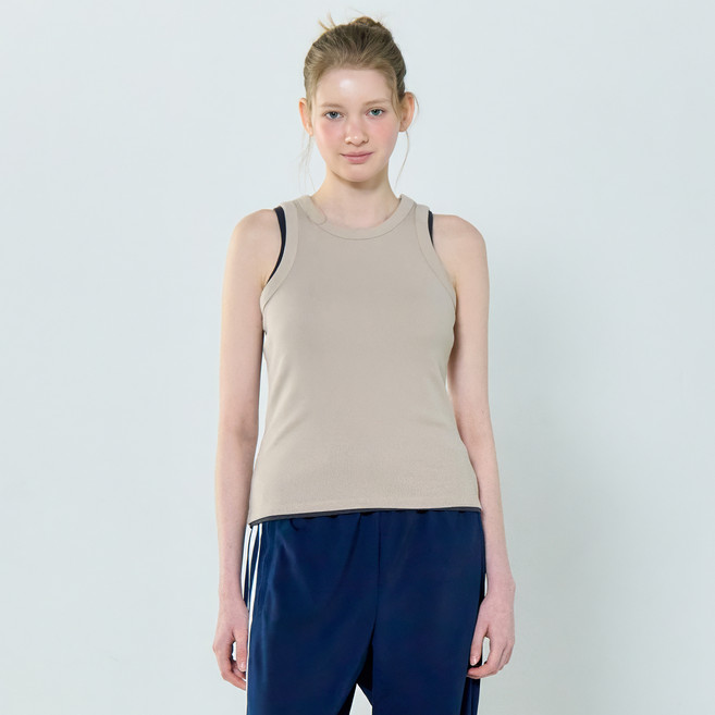 베이직하우스 여성용 골지 민소매 티셔츠 LYTS3202