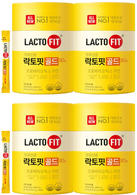 락토핏 골드 80포, 160g, 4개