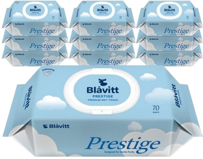 블라비트 프레스티지 엠보싱 물티슈 캡형, 10개, 70매, 55g