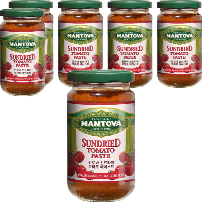 만토바 선드라이 토마토 페이스트 소스, 190g, 6개