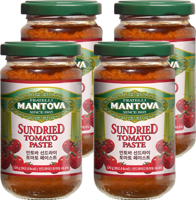 만토바 선드라이 토마토 페이스트 소스, 190g, 4개