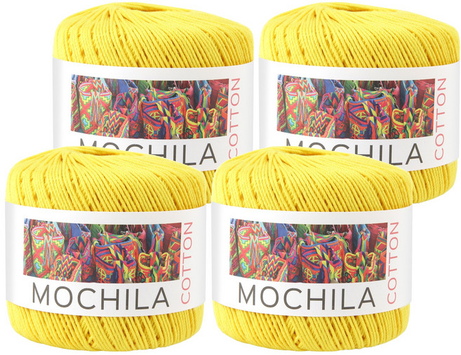 brandyarn Mochila 棉針織線 黃色 200公尺 1入, 4捲