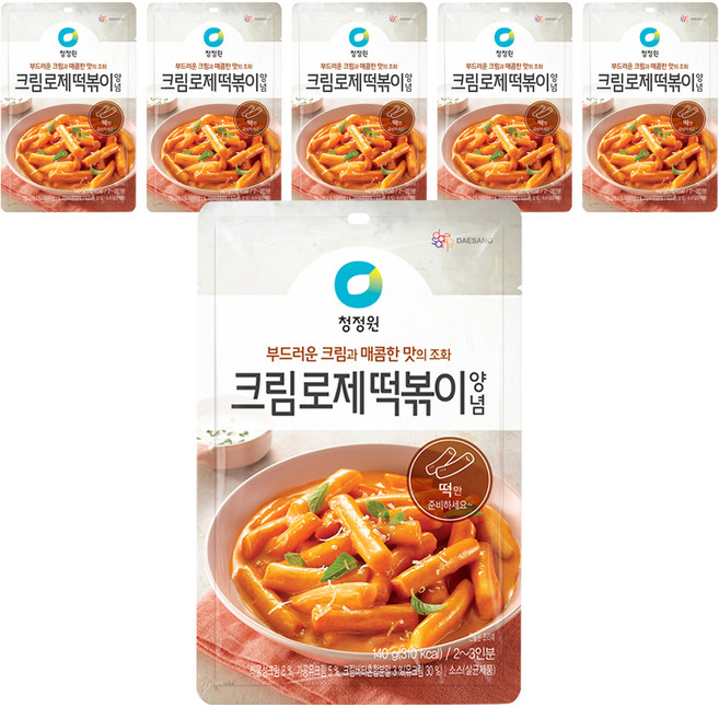 청정원 크림로제 떡볶이 양념, 6개, 140g