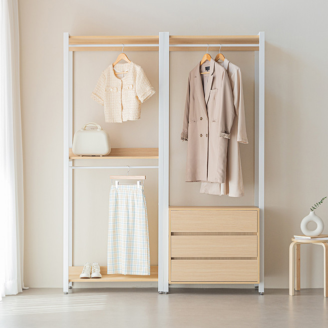 퍼리든 큐브 드레스룸 시스템 행거 1600 방문설치, 화이트오크