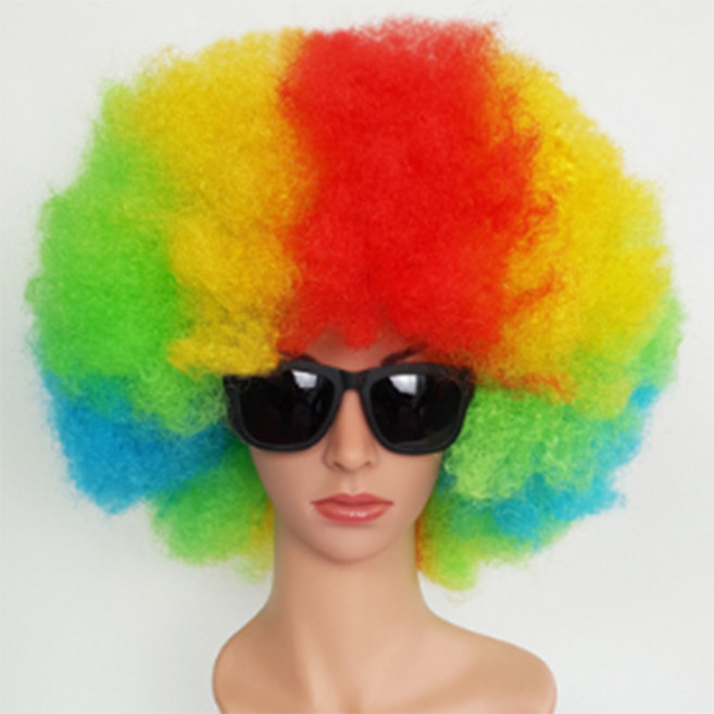 특대형 뽀글이 파티 가발, 레인보우, 1개