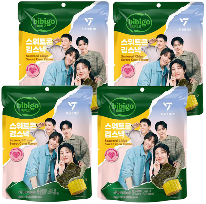 비비고 스위트콘 김스낵, 4개, 40g