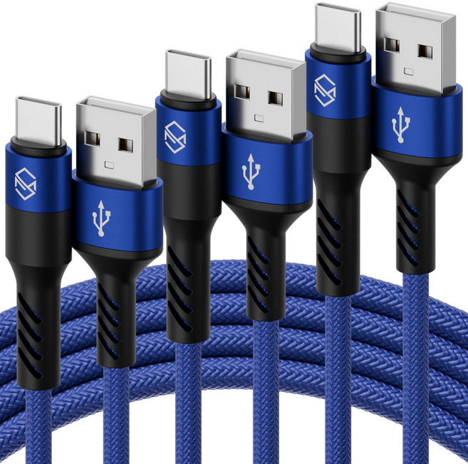 신지모루 로프 C타입 고속충전 케이블, 1m, 블루, 3개