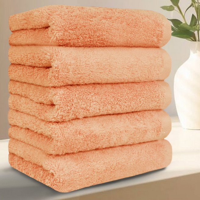 테리크 프리미엄 먼지없는 호텔 수건 200g 40수 코마사 면, 살구, 5개