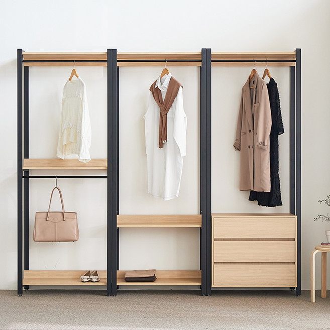 퍼리든 큐브 드레스룸 시스템 행거 2400 방문설치, 블랙오크