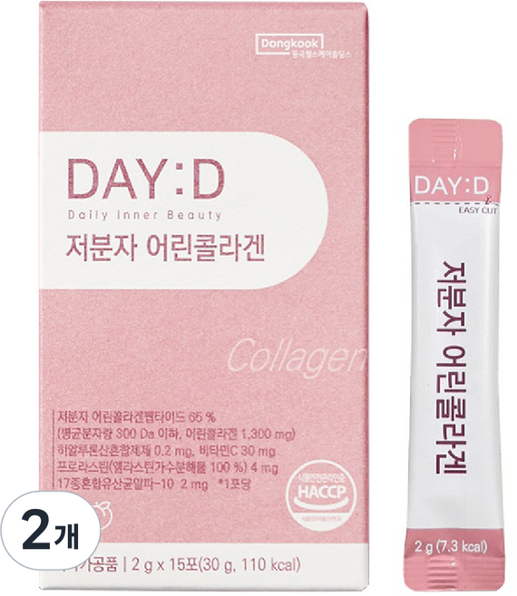 동국헬스케어홀딩스 데이디 어린 300달톤 저분자 콜라겐 15p, 30g, 2개