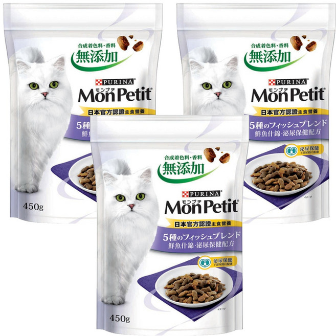 MonPetit 貓倍麗 成貓用 鮮魚什錦泌尿保健配方乾糧, 泌尿保健, 450g, 3包