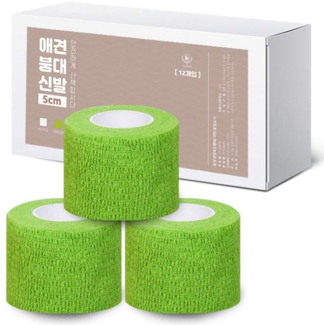 딩동펫 자가접착 애견 붕대신발, 그린, 12개
