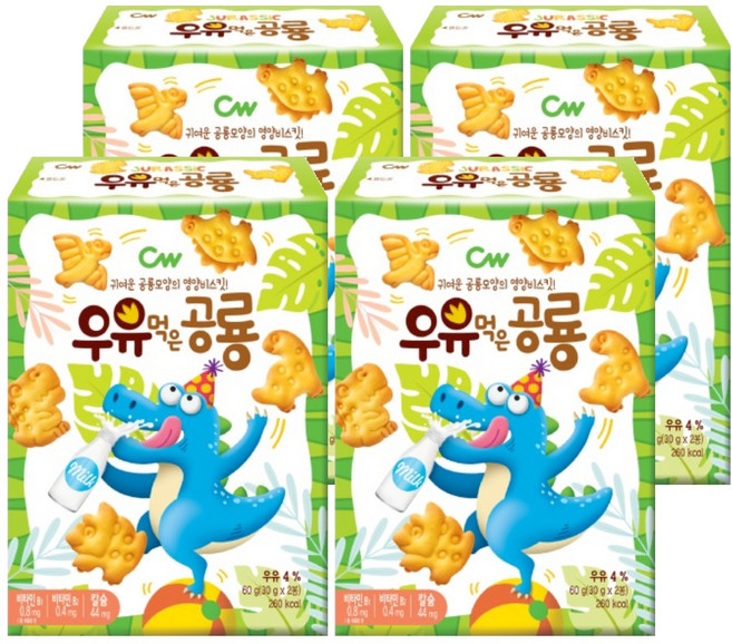 청우식품 우유먹은 공룡, 60g, 4개