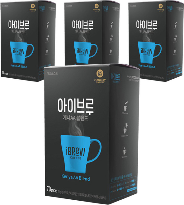 맥널티 아이브루 케냐AA 블렌드 다크로스트 커피믹스, 1g, 70개입, 4개