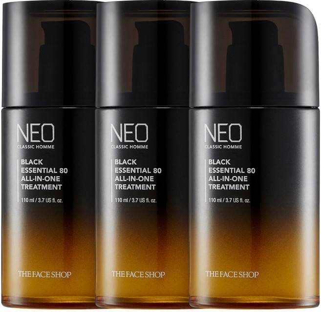 더페이스샵 네오 클래식옴므 블랙 에센셜 80 올인원 트리트먼트, 110ml, 3개