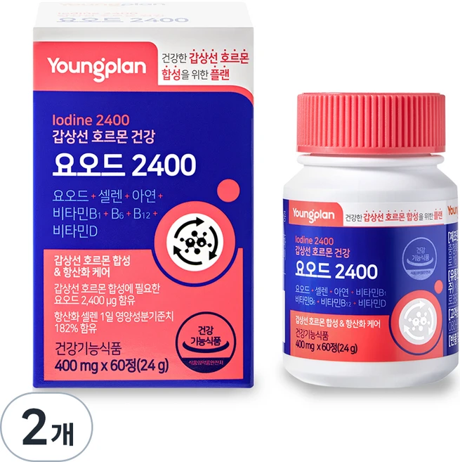 영플랜 요오드 2400 갑상선 호르몬 건강, 60정, 2개 - 쿠팡