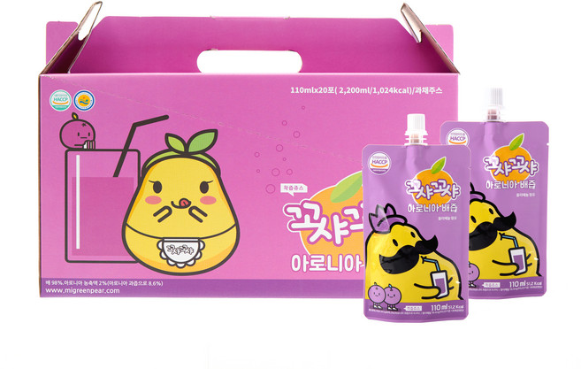 꼬샤꼬샤 아로니아배즙 스파우트빨대형, 110ml, 20개