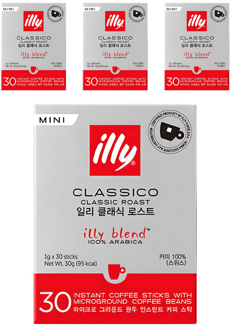 일리 클래식 로스트 미니 스틱원두커피, 1g, 30개입, 4개