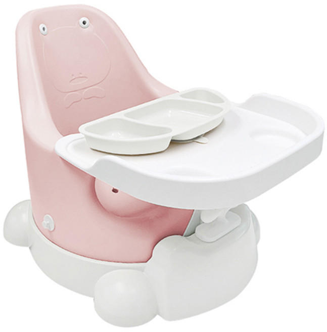 젤리맘 유아용 무나 부스터체어 + 트레이 + 카트 + 흡착식판 세트, 피치핑크(체어), 화이트(식판)