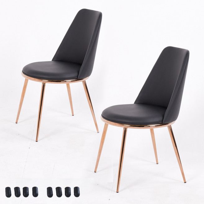 비에프컴퍼니 골드 써클체어 식탁의자 2p + 고무발통커버 8p, 블랙, 1개