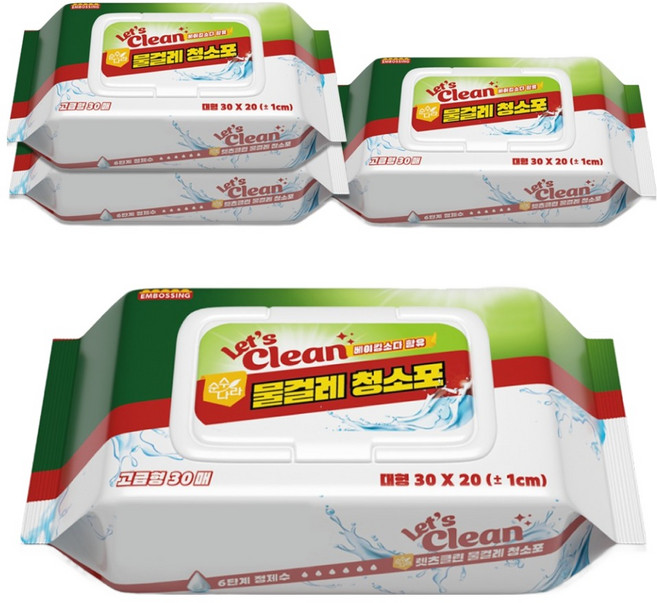 8위 - 렛츠클린 물걸레청소포 고급형, 4개