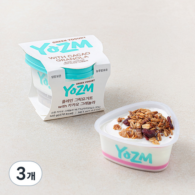 요즘 플레인 그릭요거트 with 카카오그래놀라, 120g, 3개