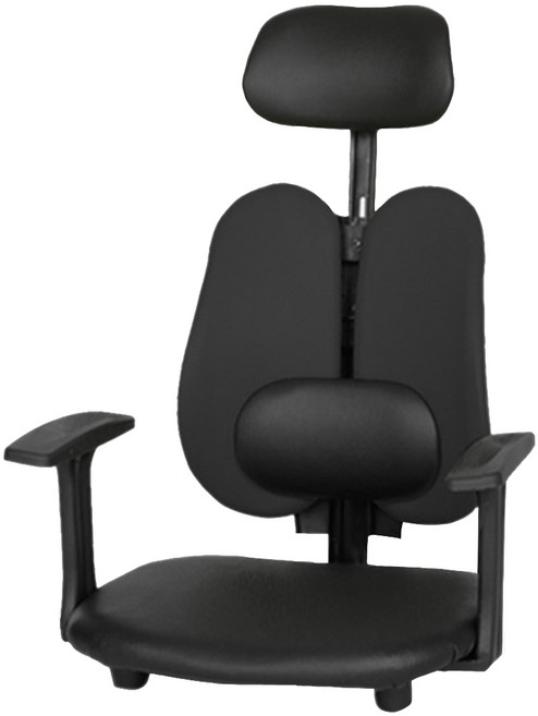 CHAIR FOCUS 功能性天使和室椅 G07 腰靠型 扶手 頭枕 人造皮革, 黑色