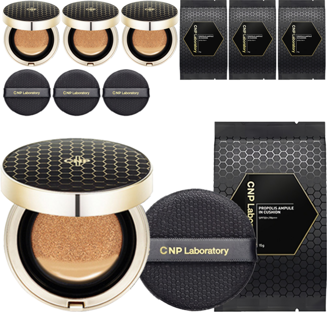 CNP차앤박 프로폴리스 앰플 인 쿠션 파운데이션 15g + 리필 15g 세트, 23호, 4개