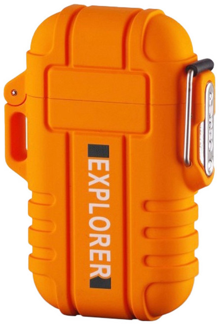 Ad-Forest 野外求生必備 雷焰防水雙電弧充電打火機 ABS+鋅合金, 橘色, 1個