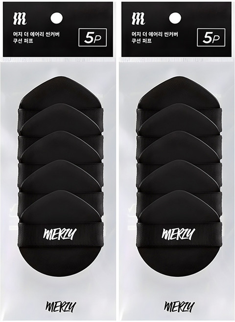 머지 더 에어리 씬 커버 쿠션 퍼프 5p, 블랙, 2개