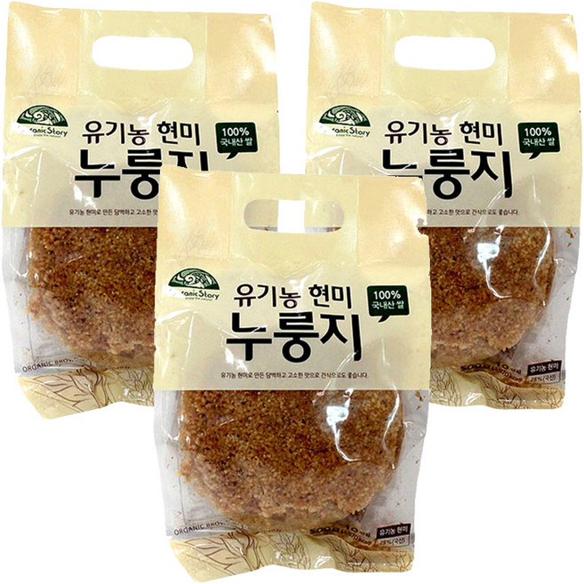 오가닉스토리 유기농 현미누룽지, 500g, 3개
