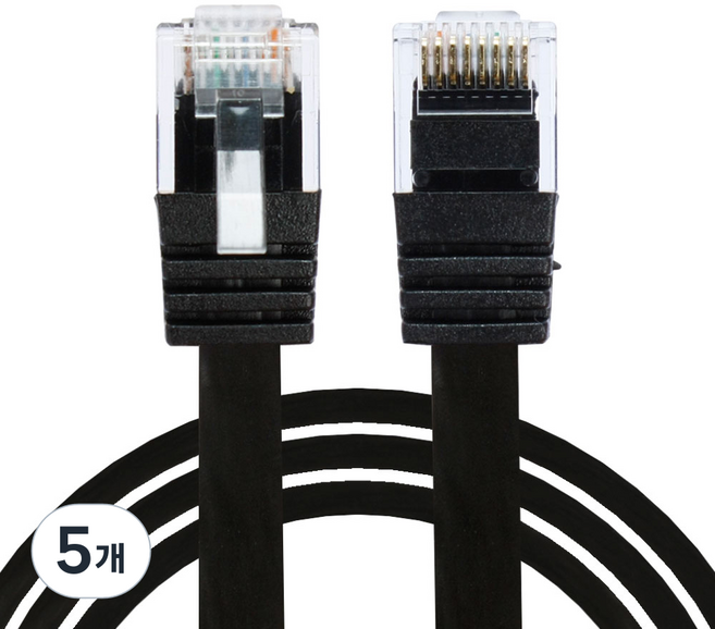 Kalron CAT6 UTP 扁平網路線, 黑色, 5個